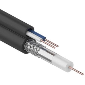 IEK Кабель коаксиальный RG59 медный 75Ом FPE с кабелем питания 2х0,75мм2 PVC белый (300м) GENERICA - CC3-R5F2-139-300-G